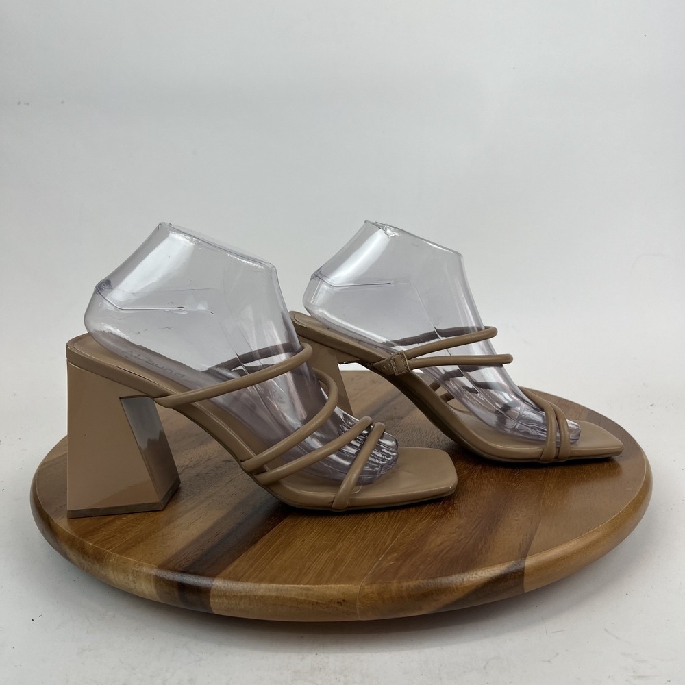 Womens Abound Austyn Strappy Open Toed Slip On Black Heels Tan‎ Sandals Size 9 M